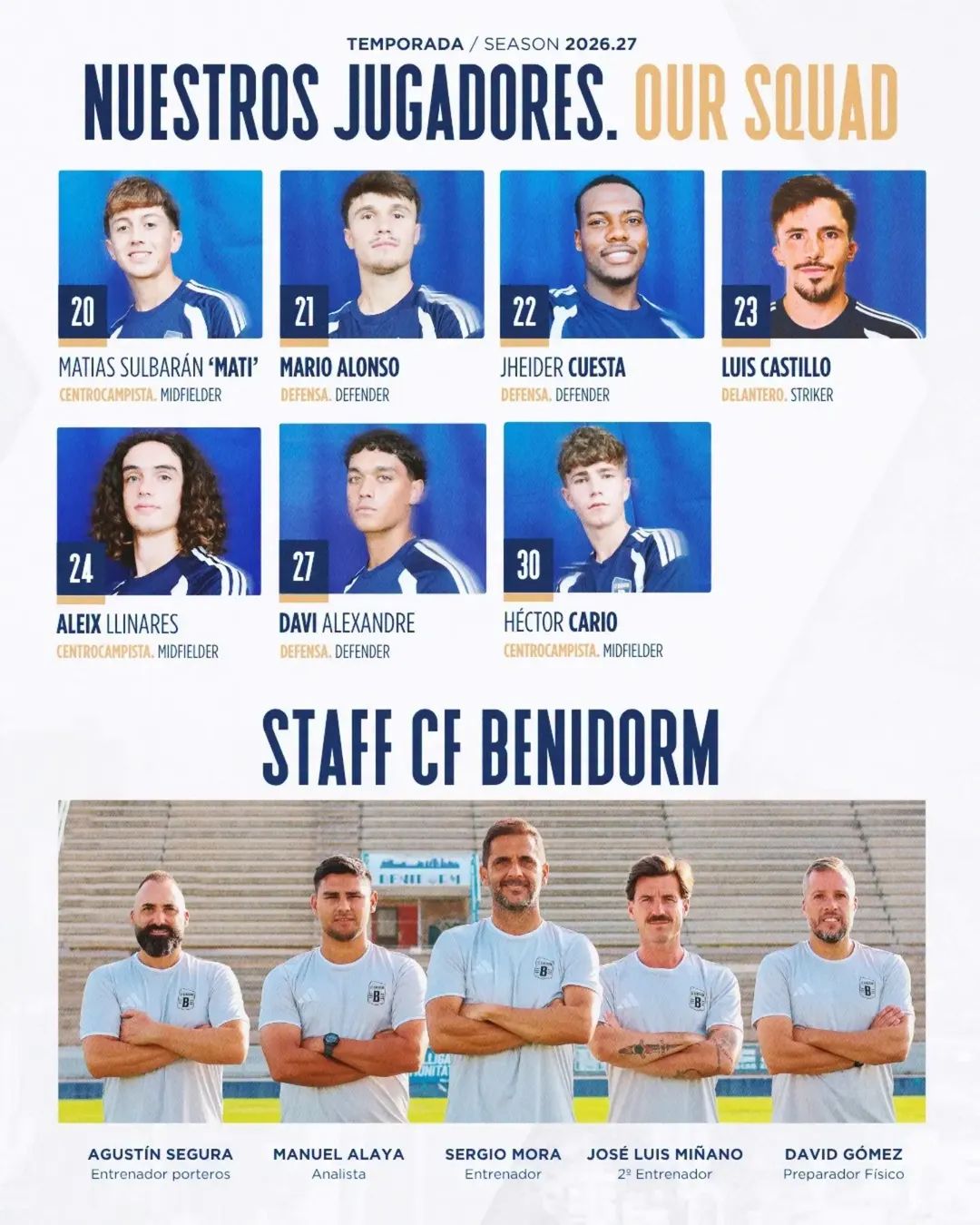 CF Benidorm squad members for the 2026/27 season